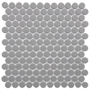 Dark Grey Penny Round - glass tile